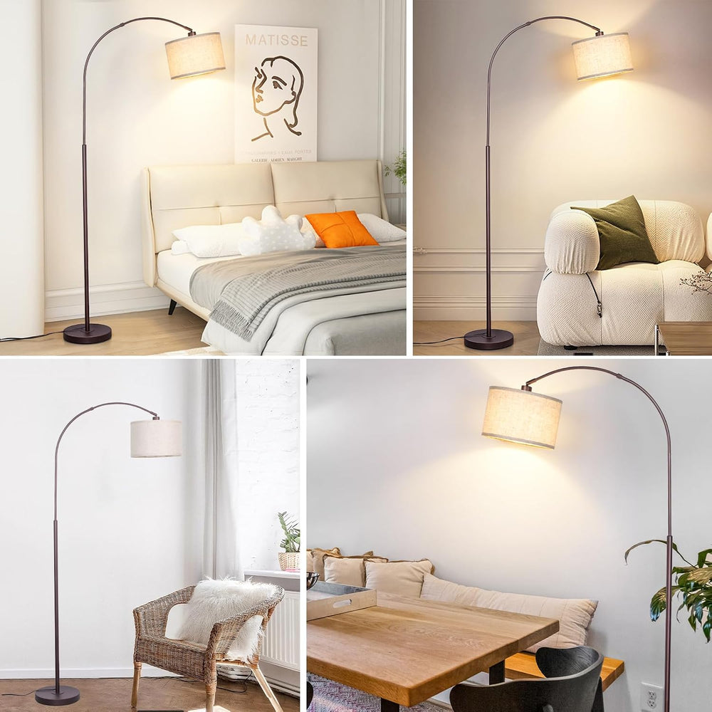 Qingmiao Dimmable Arc Floor Lamp, Remote & Foot Switch, Adjustable Shade