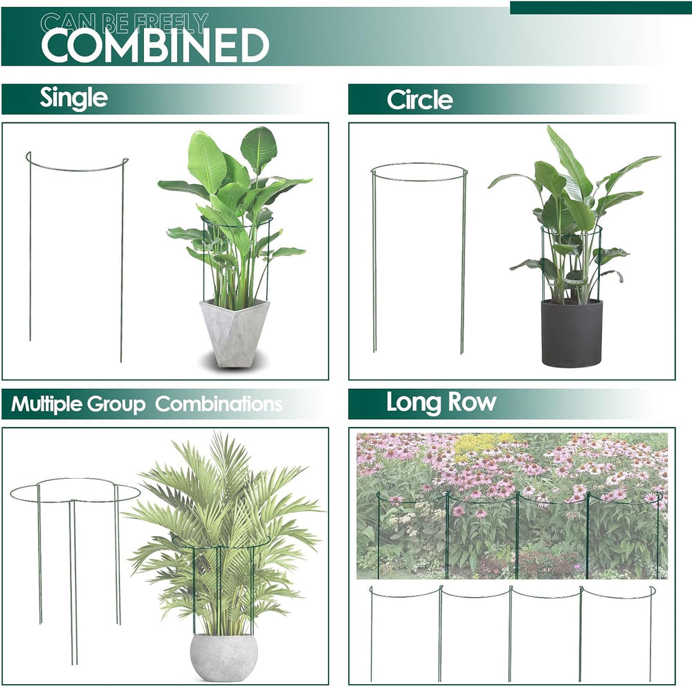 10 Pack 30 Inch Plant Support Stakes, Heavy-Duty Half Round Peony Support Rin...