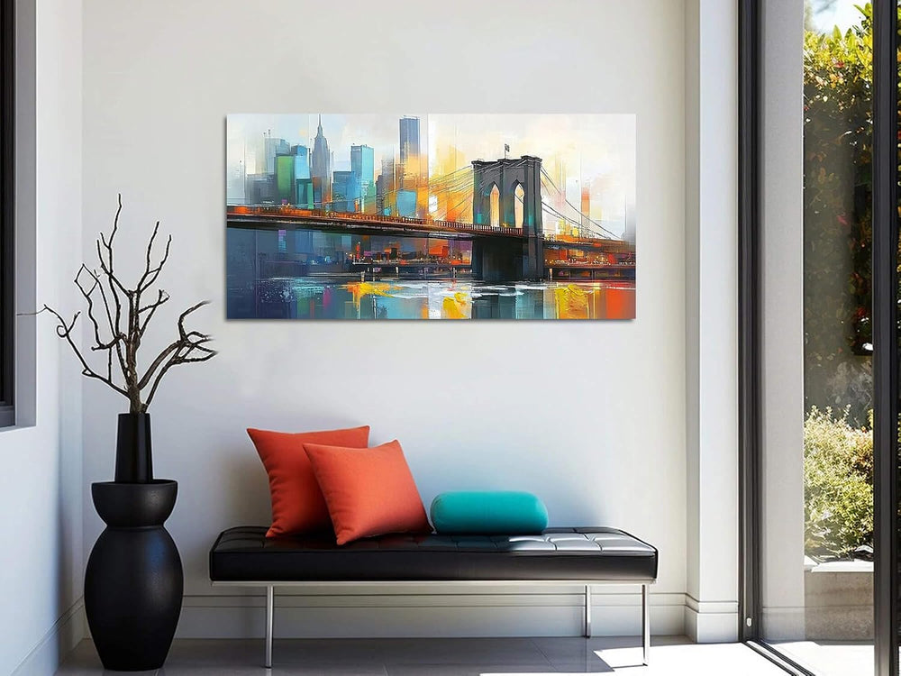 Arjun Cityscape Wall Art City Canvas Painting Artwork Large Framed 40"x2...