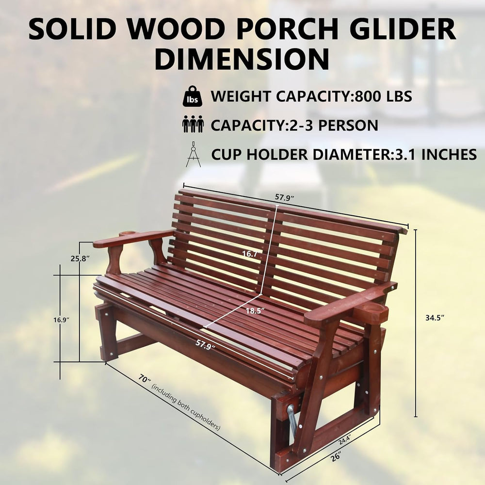 5FT Heavy Duty 800 LBS Porch Glider, Outdoor Glider Bench