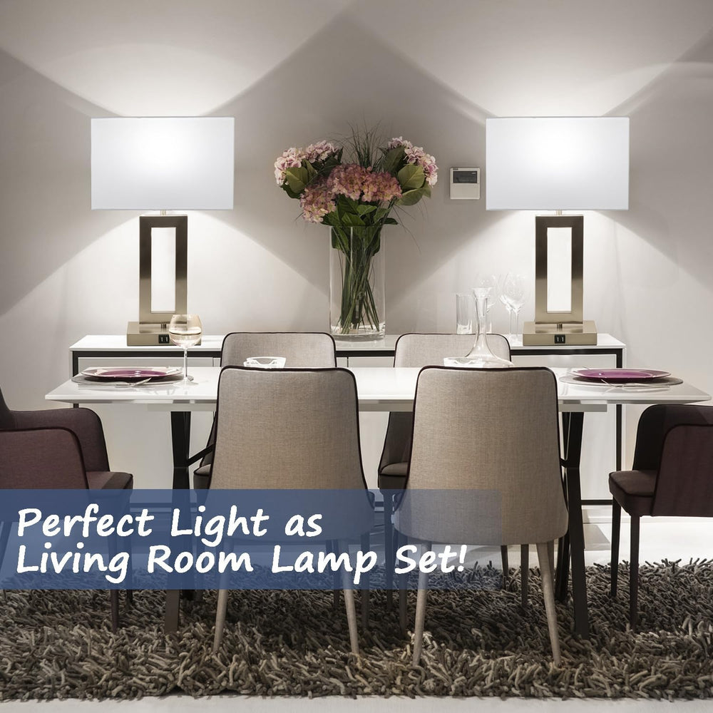 22'' Lamps for Bedrooms Set of 2, Touch Control Table Lamps with 2 US...