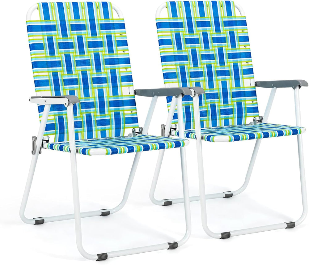 VINGLI Patio Lawn Webbed Folding Chairs 1 Piece, Outdoor Beach Chair Portable...