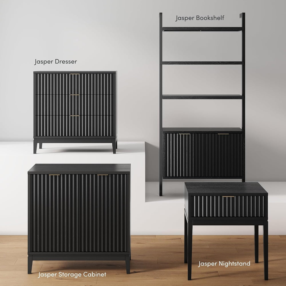 Nathan James Jasper Modern Sideboard, Kitchen Storage Cabinet with Fluted Doo...