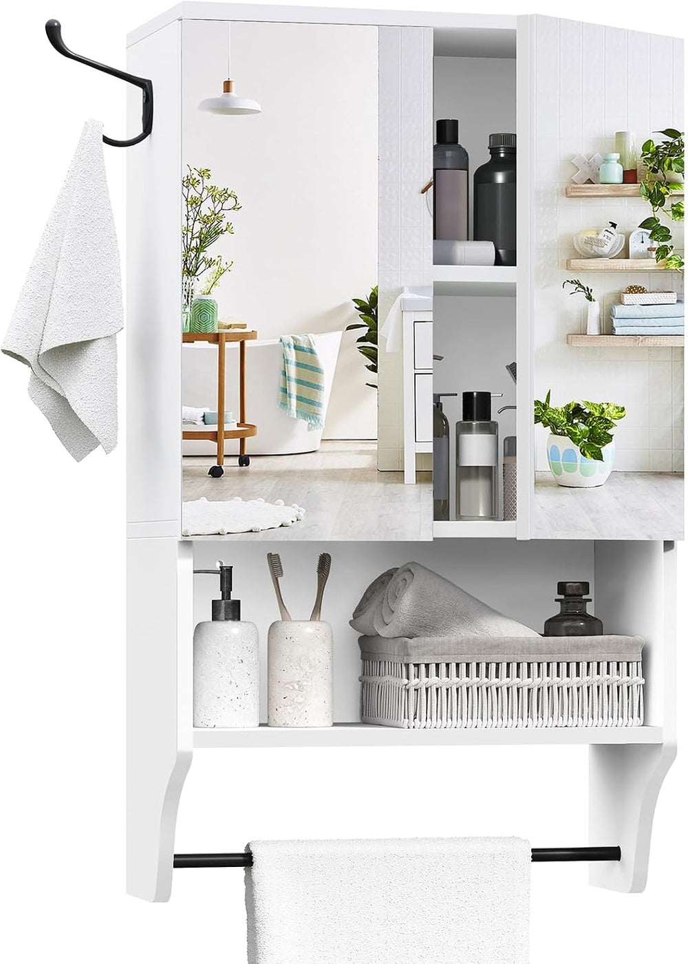 MAHANCRIS Bathroom Wall Cabinet with Mirror, Medicine Cabinet with 2 Door and...