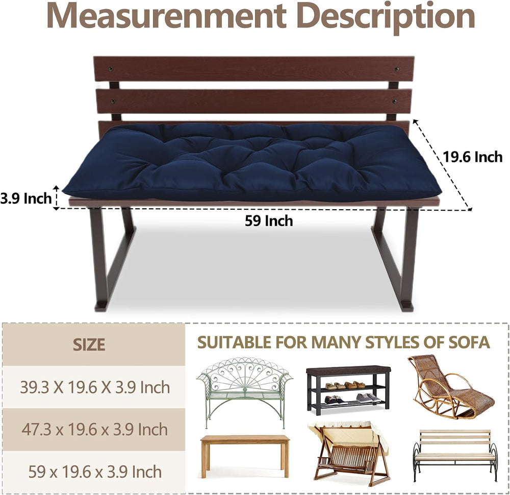 Yddsky 59 inch Waterproof Indoor/Outdoor Garden Bench Seat Cushions,Thicken P...