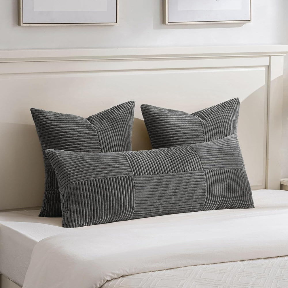 Fancy Homi 2 Packs Dark Gray Euro Decorative Throw Pillow Covers 28x28 Inch f...