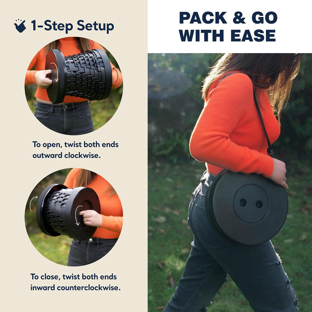 Collapsible Stool Max 620lbs & 3-in-1 Cushioned Carry Bag, Portable Teles...