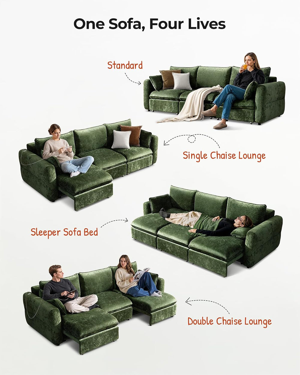 103" Electric Pull Out Sleeper Sofa Bed, 2in1 Power Extendable Couch Bed
