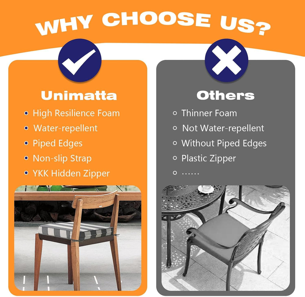 Unimatta Square Corner Seat Cushions, 19" x 19" x 3", Set of 4...