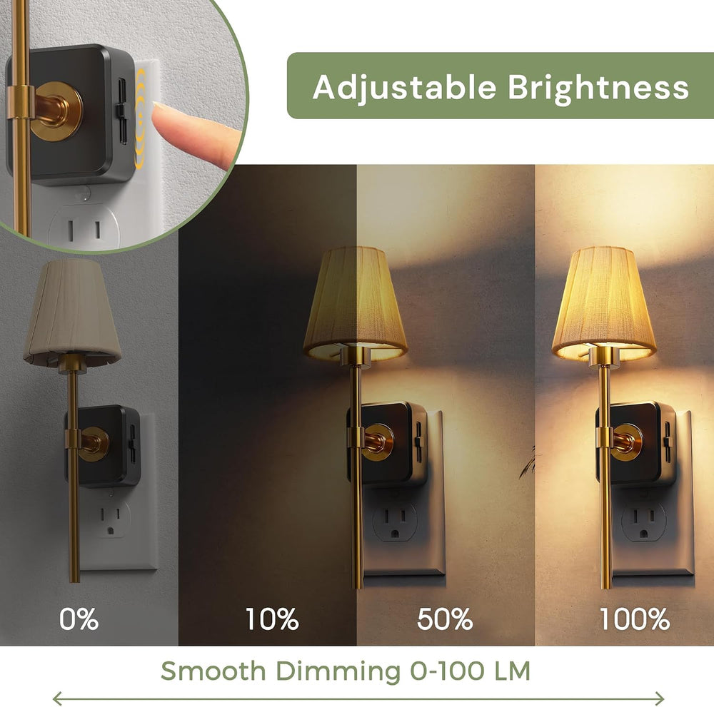 L LOHAS LED Night Lights Plug into Wall, Pleated Fabric Cover Night Light