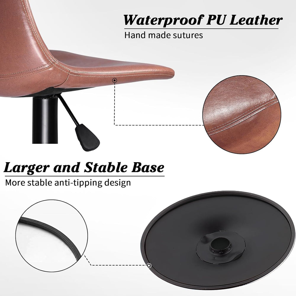 Waleaf Adjustable Bar Stools Set of 4, Modern Faux Leather Swivel Barstools