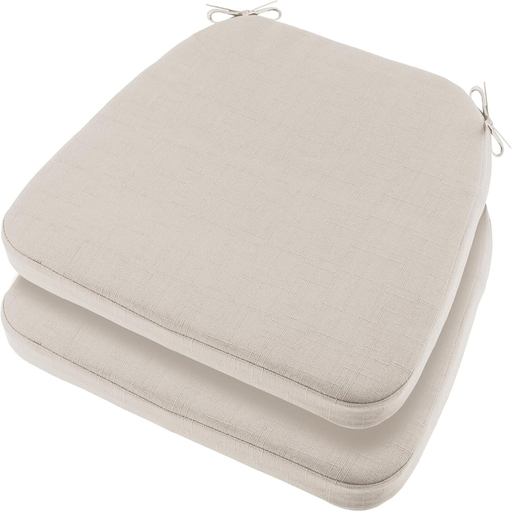 Beige Dining Chair Cushions with Ties, Waterproof Outdoor Seat Pads with Non-...