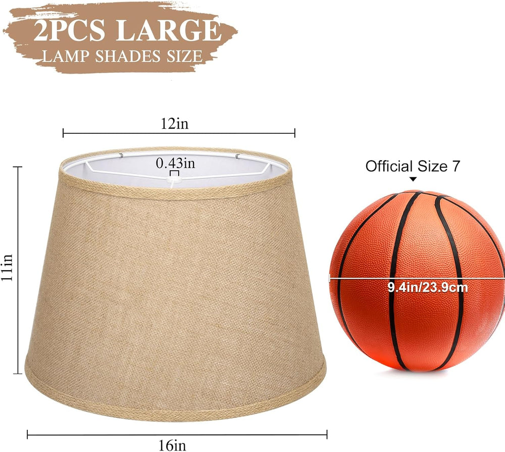 Large Drum Lamp Shades Set of 2, 12"Top x 16"Bottom x 11"High,...