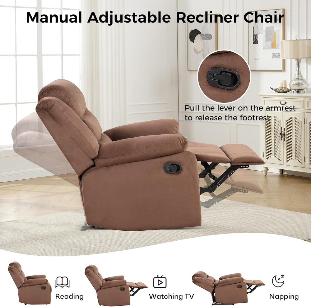 CANMOV Manual Recliner Chair for Adults, Upholstered Fabric Sofa Chair with O...
