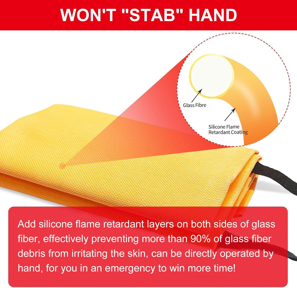 2 Pack Fire Blankets Emergency for Home, 40” x 40” Silicone-Coated Fiberglass...