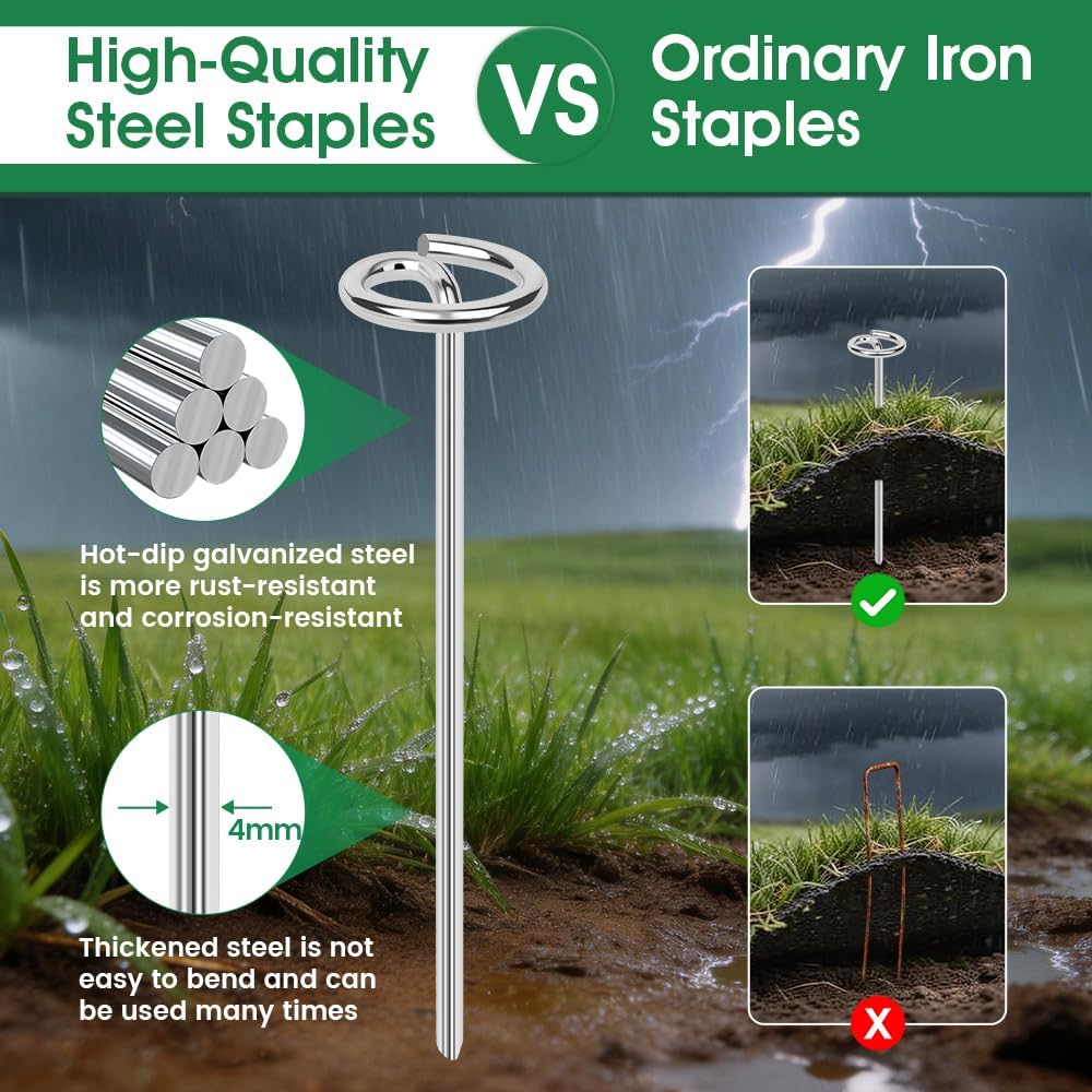 6 Inch Landscape Staples, Weed Barrier Fabric Stakes, Garden Pins (300pcs)