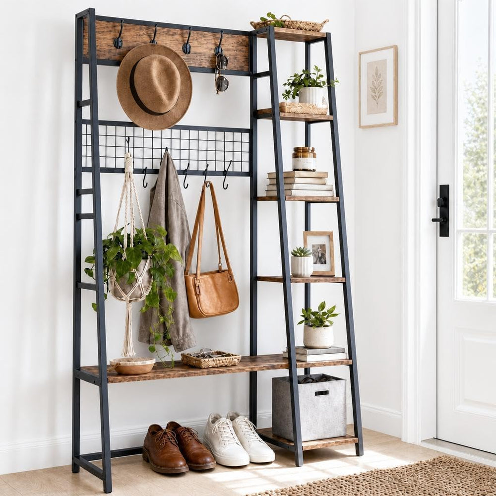 Garvee 4-in-1 Hall Tree with Bench and Shoe Storage
