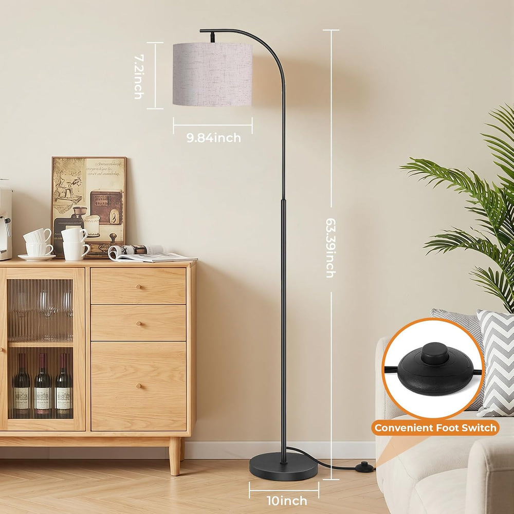 SIBRILLE Floor Lamp with Linen Shade, Arc Dimmable Tall Standing Lamp with Re...