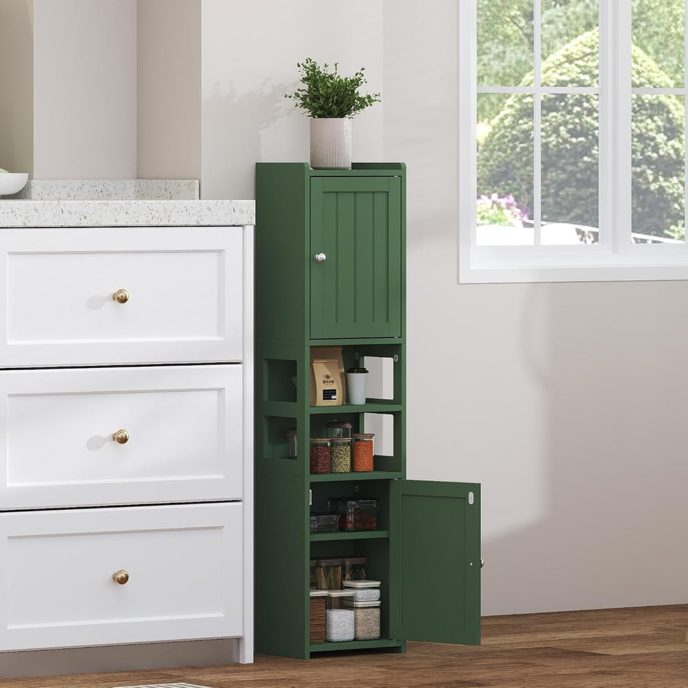 Small Bathroom Storage Cabinet 39"H Narrow Corner Floor Cabinet, Green