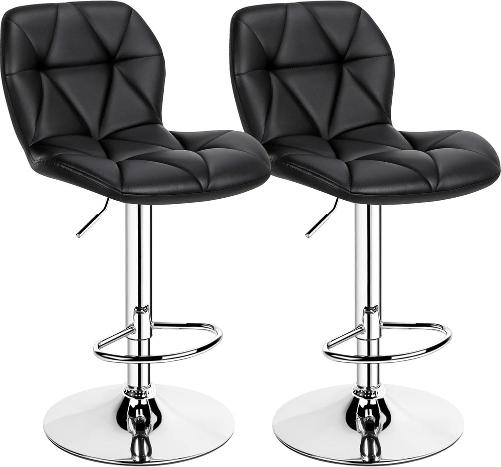 Yaheetech Bar Stools Set of 2 Adjustable Height Swivel Barstools Black