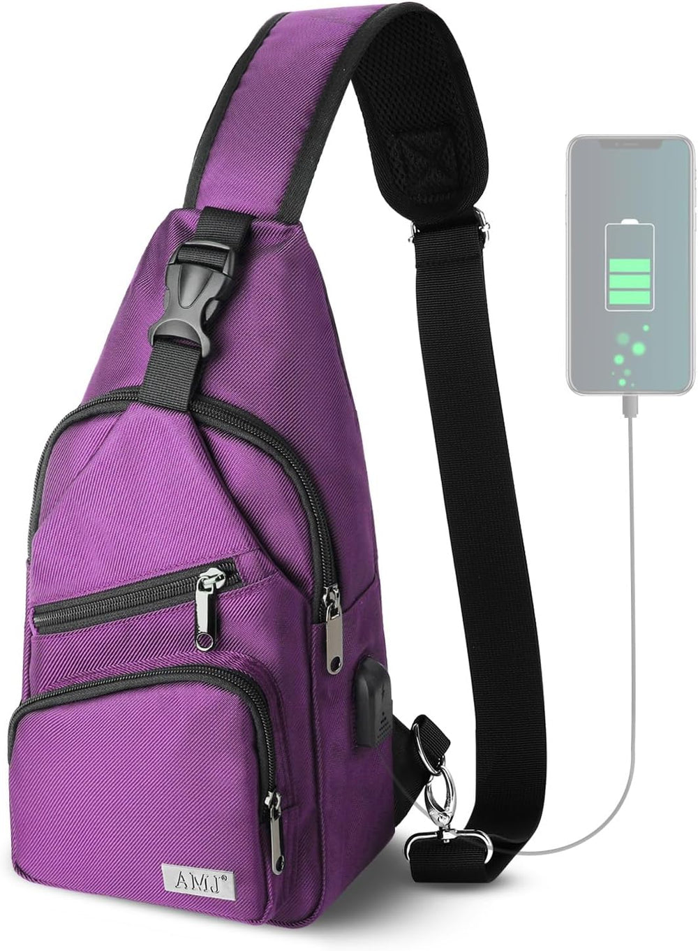 AMJ Crossbody Sling Bag Men Women, Casual Shoulder Backpack, Chest Daypack Sa...