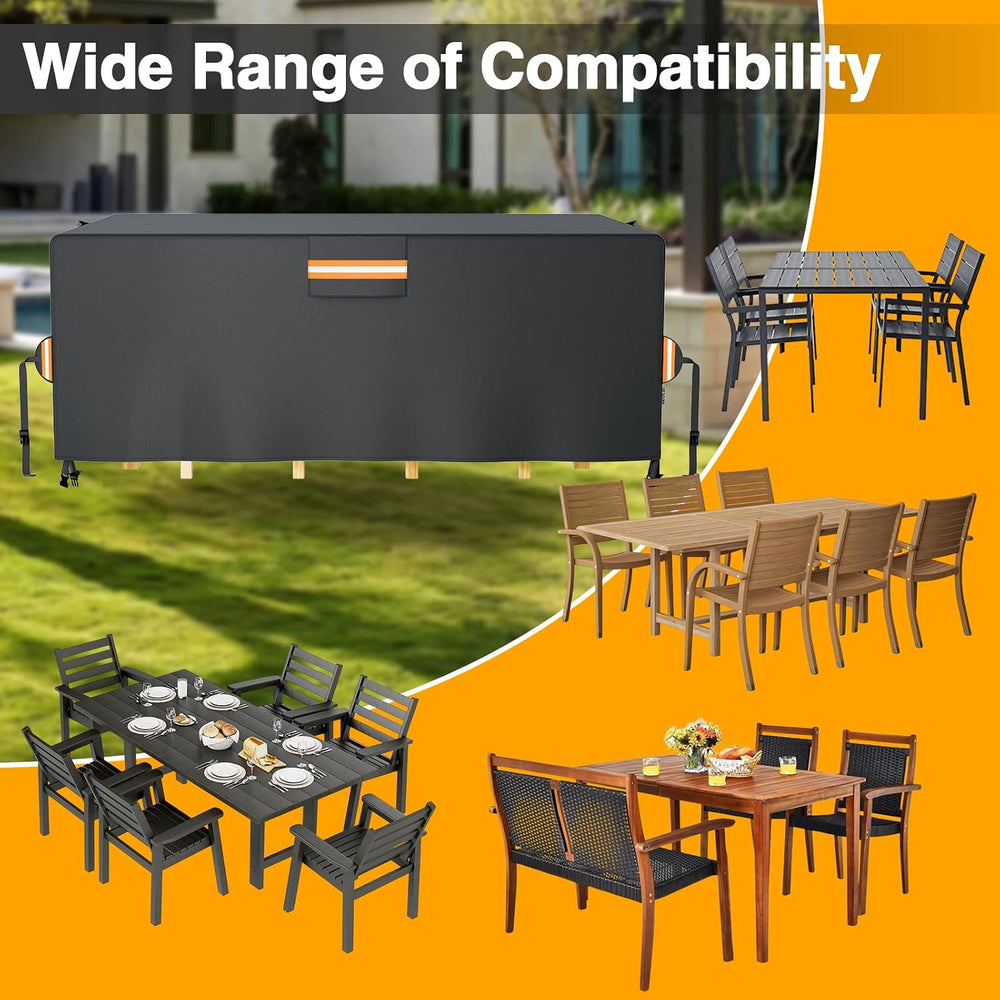 EVRBUL Rectangle 4-6 Chair Patio Table Cover, 74"L x 47"W x 28"H