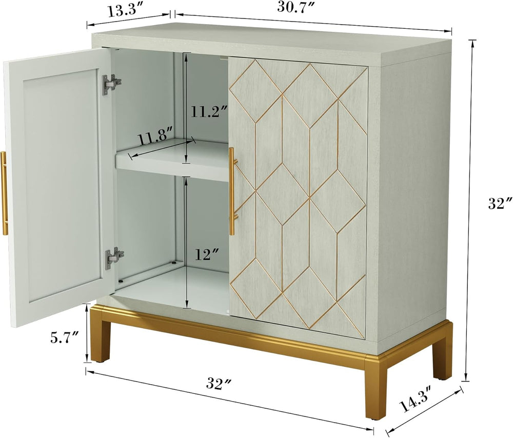 ARTPOWER Accent Cabinet with Doors, Modern Storage Cabinet, Green