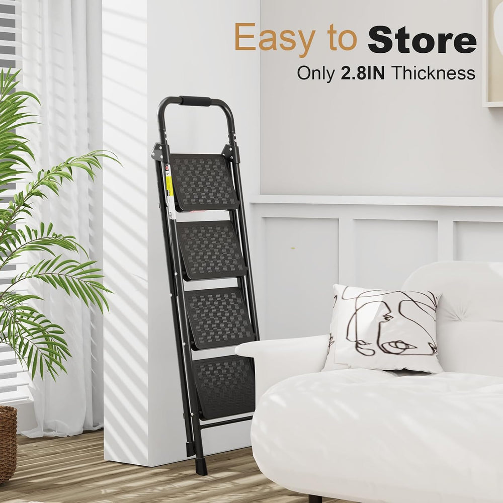HBTower 4 Step Ladder with Wide Anti-Slip Pedal and Cushioned Handle