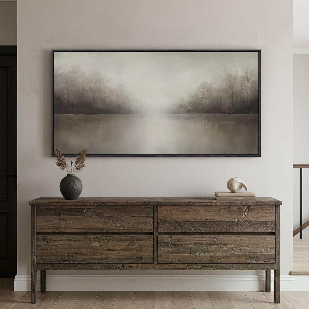 Extra Large Framed Abstract Landscape Wall Art for Living Room, 60x30 Inch