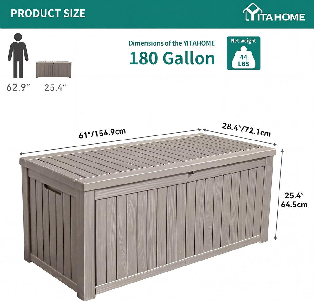 YITAHOME 180 Gallon Large Deck Box w/Divider