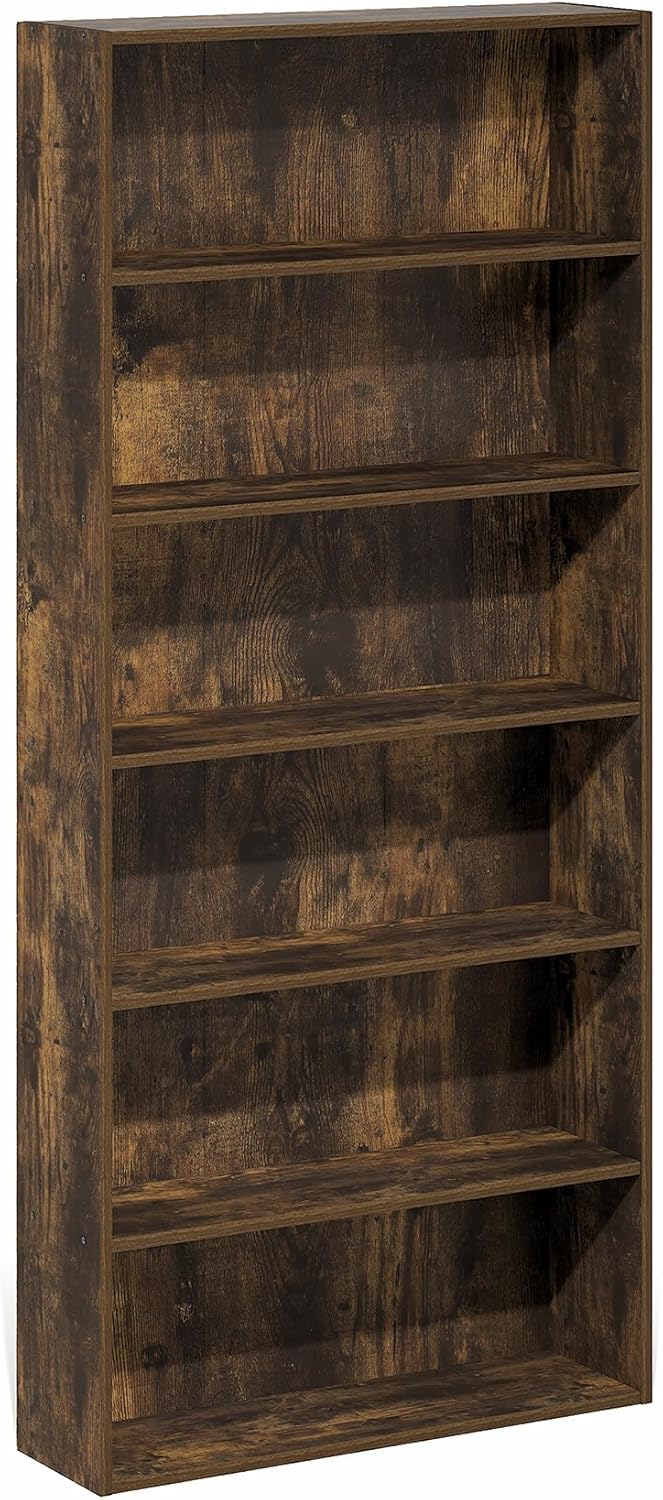 Furinno Basic DVD Shelf, 6-Tier Media Shelf, CD Rack, Amber Pine