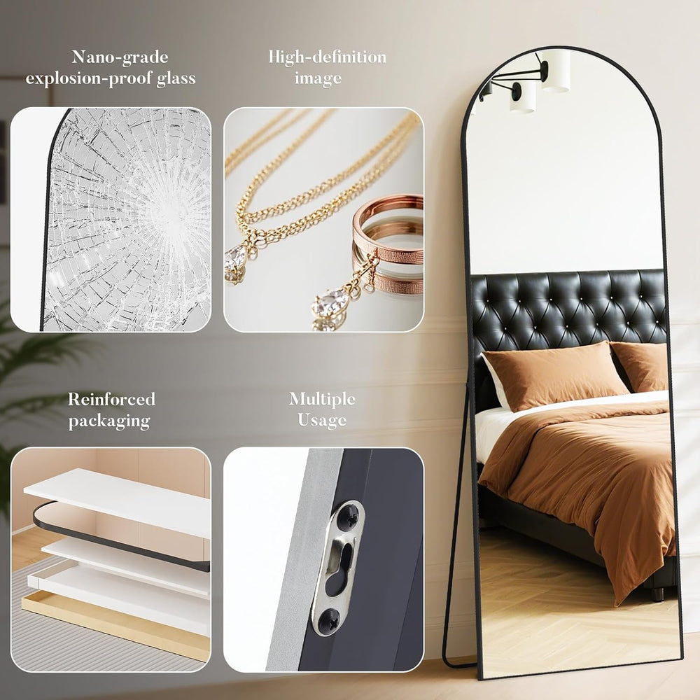 DUMOS 63"x20" Arched Full Length Floor Mirror, Full Body Mirror wit...