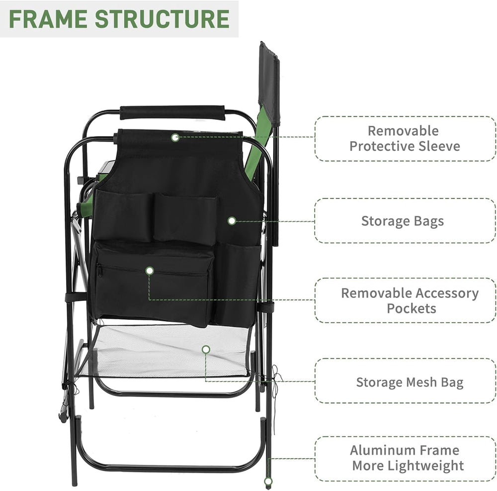 Outvita 4 Piece 26" Tall Directors Chair Height Seat Folding with Side T...