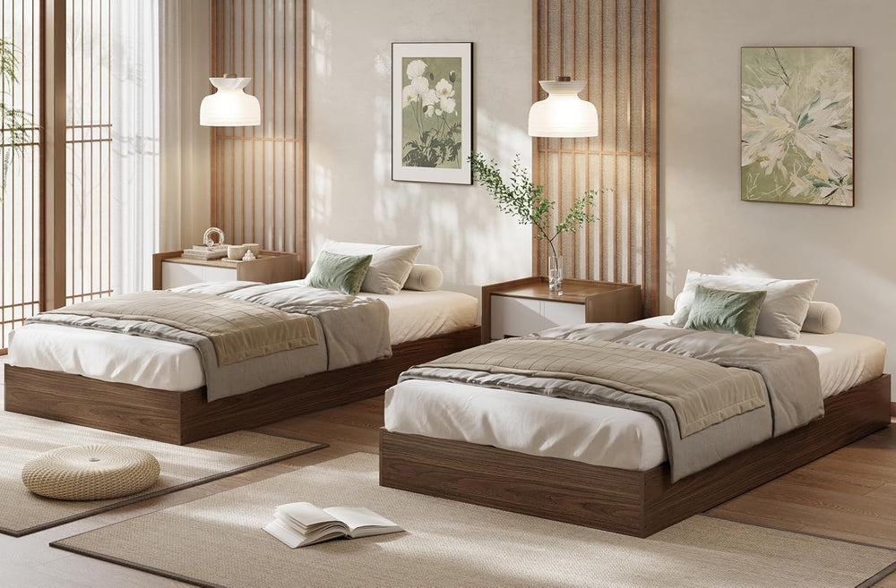 Garvee Wooden Bed Frame, Twin Size Platform Bed Frame with Sturdy Slats