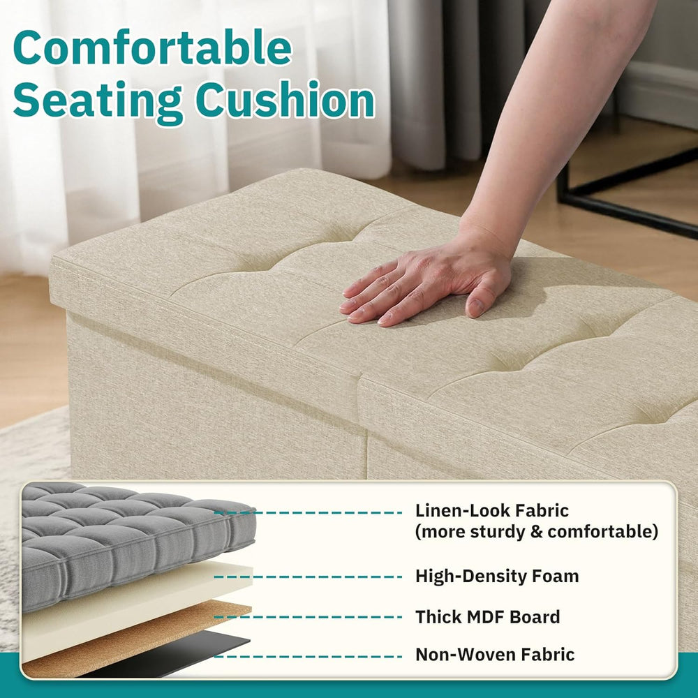 35-INCH Storage Ottoman Bench, Footrest with Storage, End of Bed Bench Coffee...