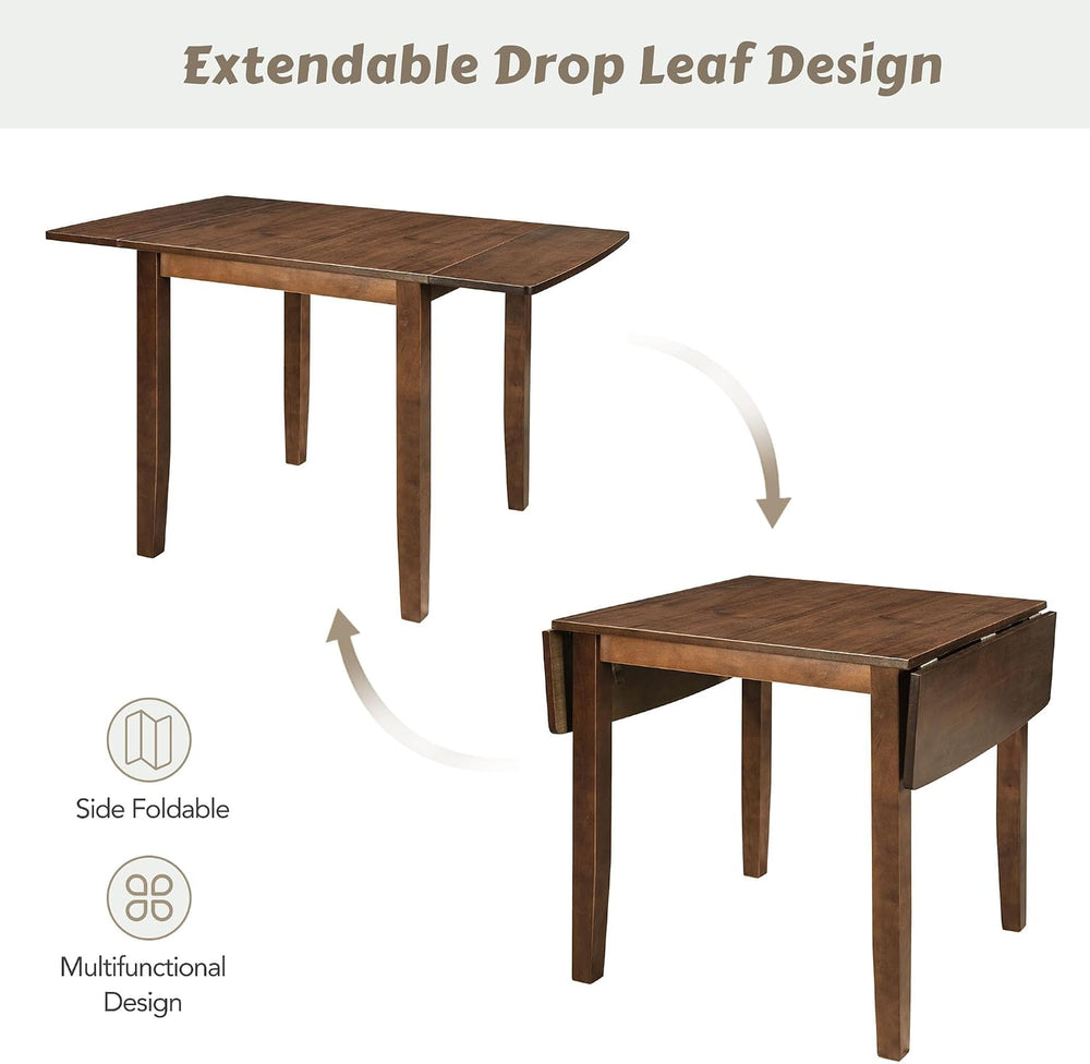 Harper & Bright Designs 3-Piece Wood Drop Leaf Dining Table Set with 2 X-...