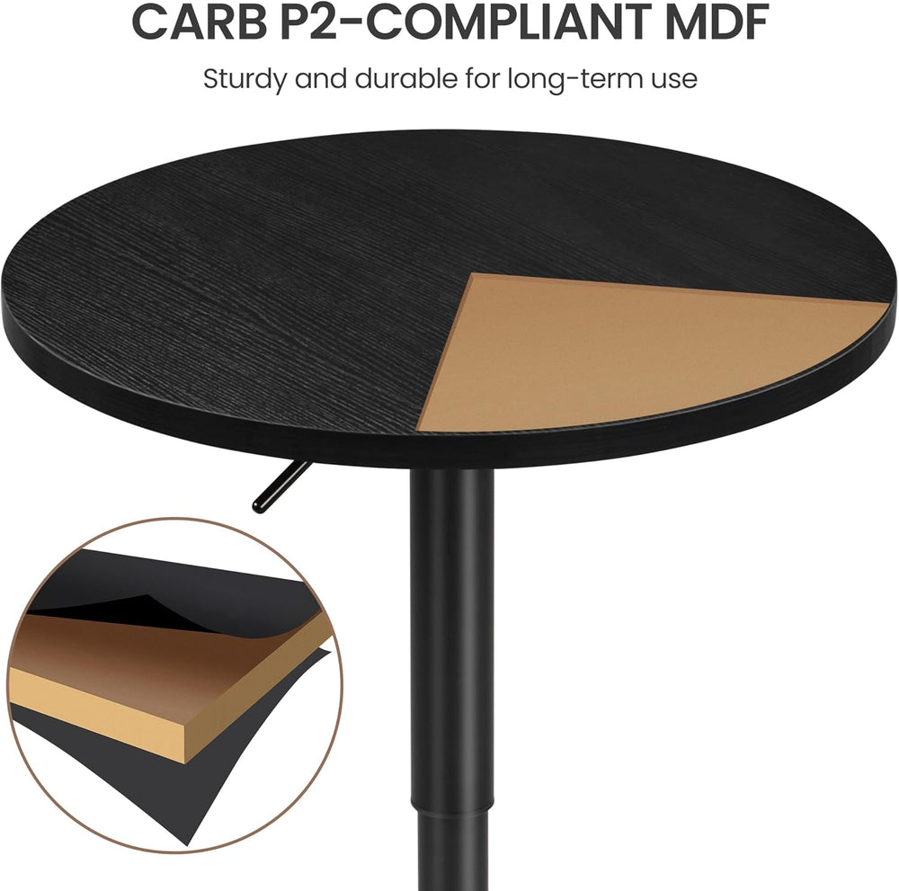 Yaheetech Round Bar Table, Adjustable 27.5-36" Height, Swivel Top, Black