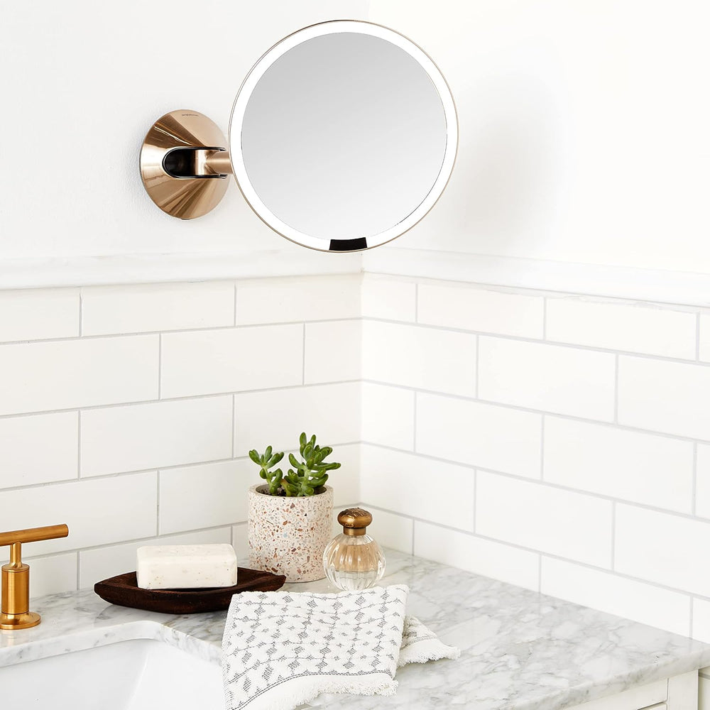 simplehuman Sensor Mirror, Wall Mount Makeup Mirror with Light, 8" Round...