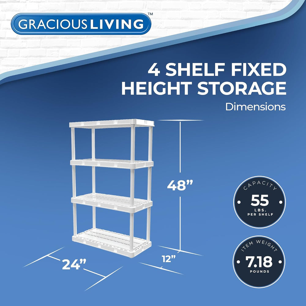 Gracious Living XL Knect-A-Shelf 4-Shelf Heavy-Duty Storage Shelves, Black