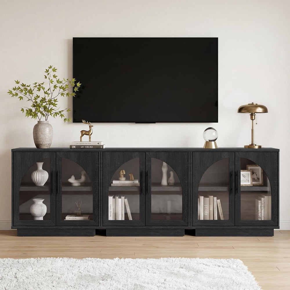 Fatmok Arched Glass Sideboard Buffet Accent Cabinet, 31.5" Display Crede...