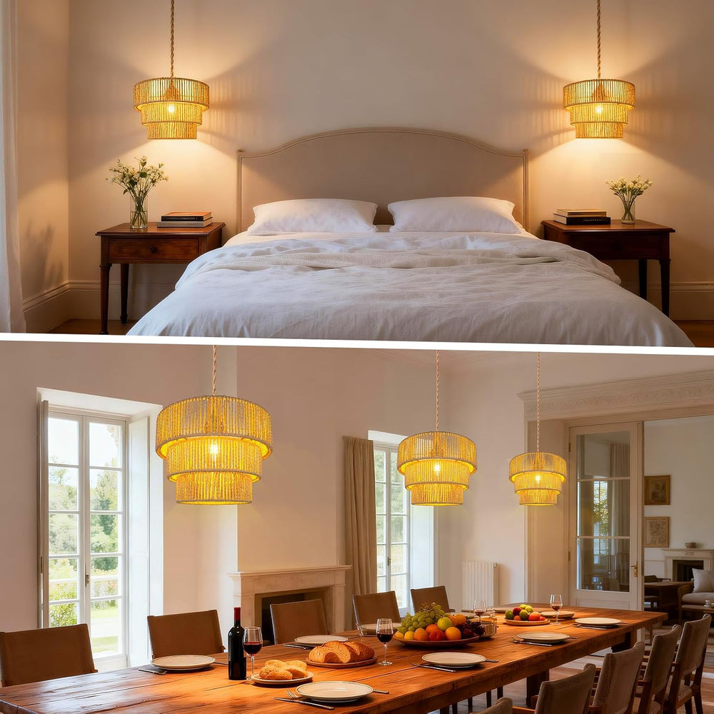 Hanging Light Rattan Lamp Shades Boho Lamp Shade Pendant Light