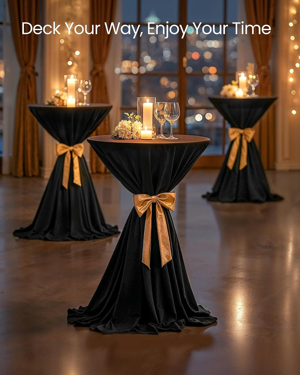 VASAGLE Set of 2 Bar Table, Round Cocktail Table, Metal Frame