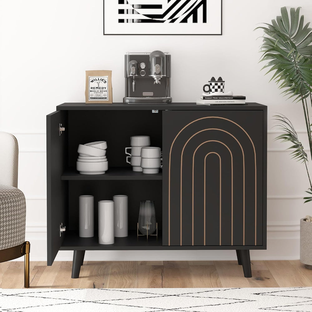 weselon 63" Sideboard Buffet Cabinet Set of 2, Modern Accent Cabinet wit...