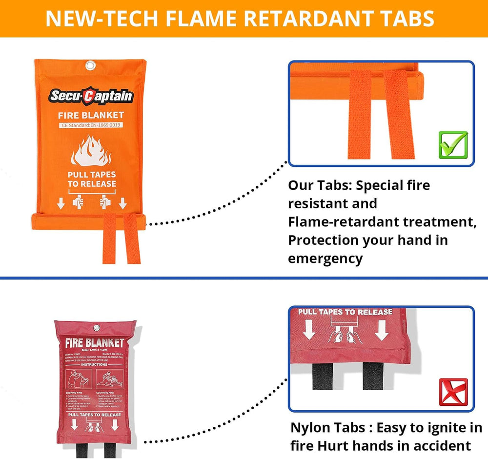 SecuCaptain Emergency Fire Blanket for Home and Kitchen - 4 Pack 40"x40&...