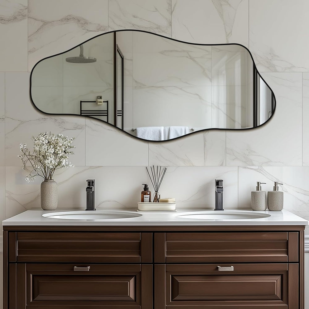 Mirrorons Irregular Mirror 47"x21" Cloud Vanity Mirror Wall Decor, ...