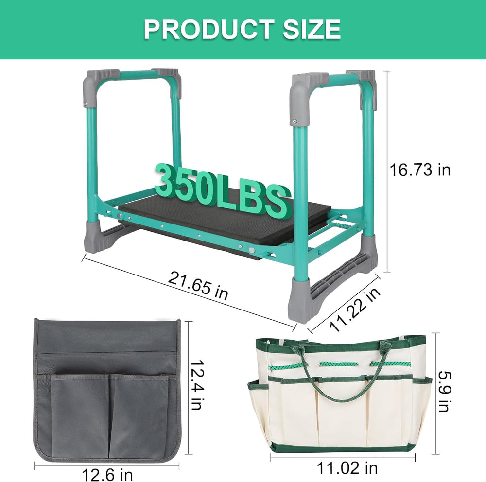 Garden Kneeler and Seat 2-in-1 Foldable Bench, with Storage Bags & Non-Sl...