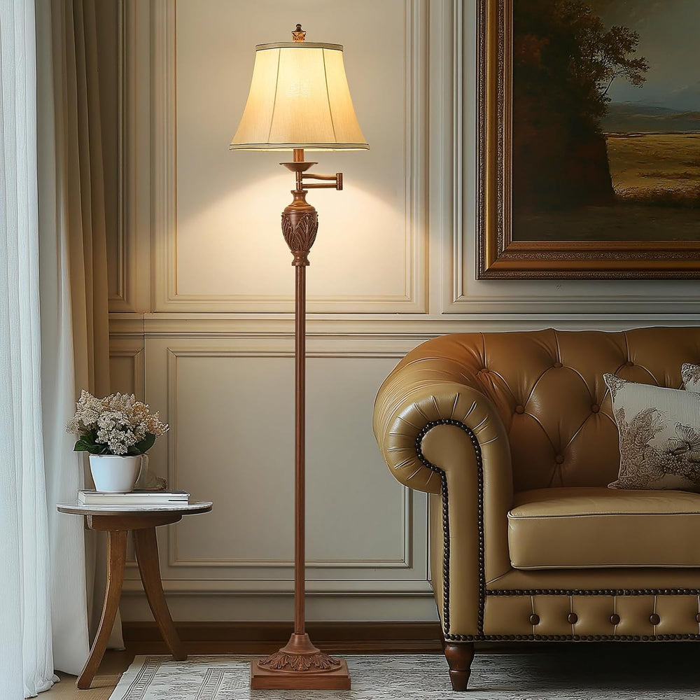 AIDENOEY Traditional Floor Lamp with 350° Swing Arm,Including Bulb,Walnut