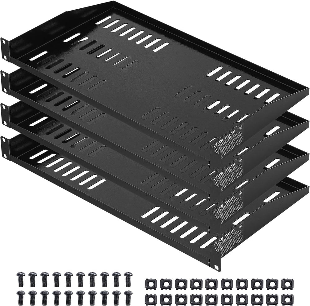 VEVOR 1U Server Rack Shelf, 4 PCS, 50 lbs Max Load-Bearing Vented Cantilever,...