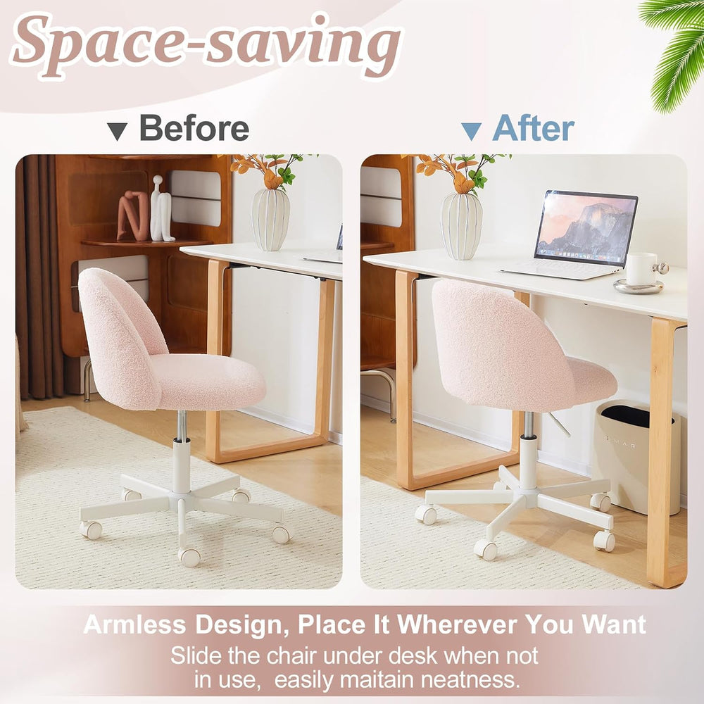 VINGLI Cute Candy Chair Armless Comfy Small Office Desk Vanity Chair with Whe...