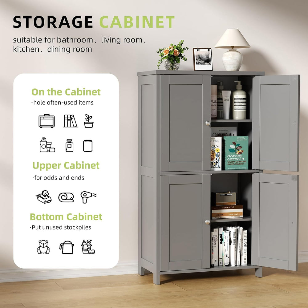 Vongrasig 43" Bathroom Storage Cabinet, Floor Cabinet with Doors, Grey